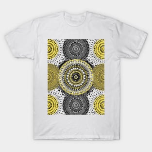 Circle Mandala Grey and Yellow T-Shirt